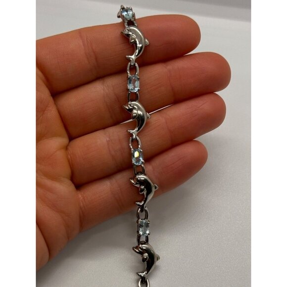 925 STERLING SILVER TOPAZ DOLPHIN BRACELET
